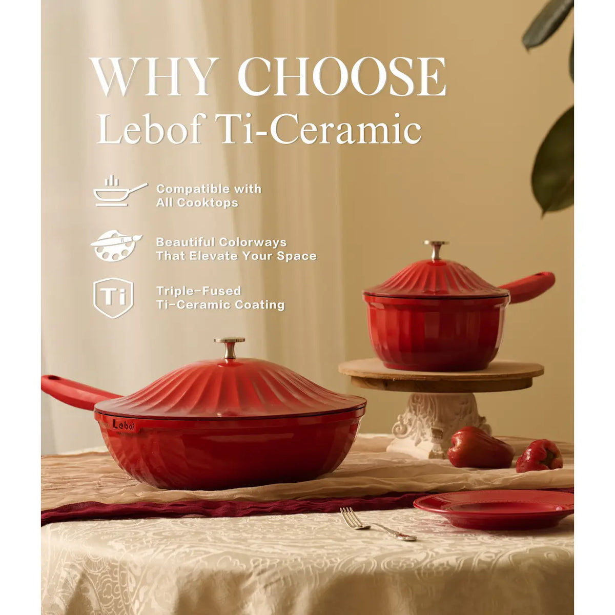 USELUCK Nonstick Ceramic Titanium Cast Aluminum Pots (Next Day Delivery)