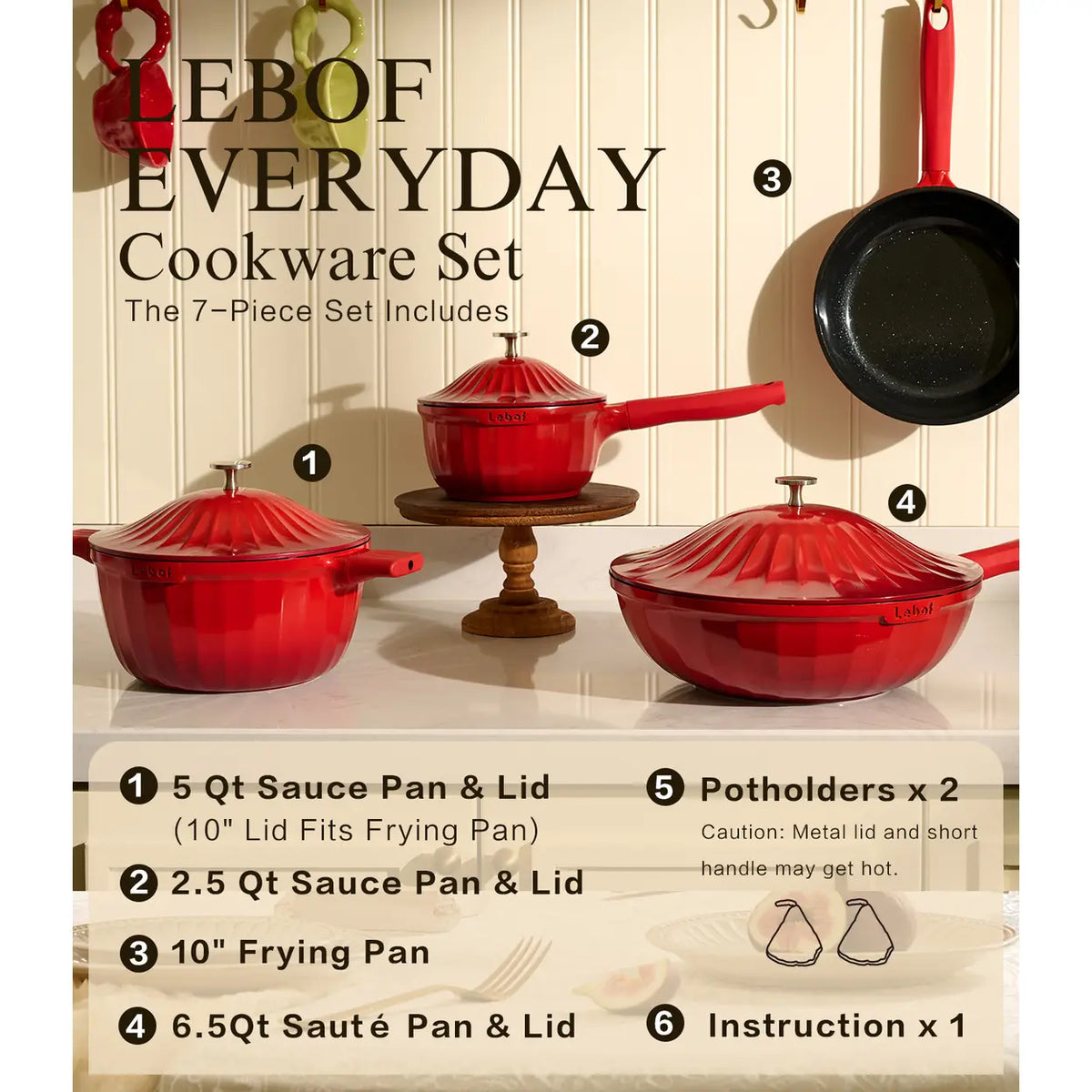 USELUCK Nonstick Ceramic Titanium Cast Aluminum Pots (Next Day Delivery)