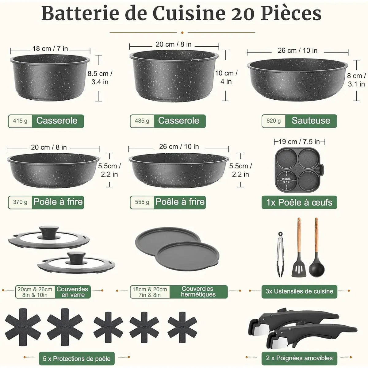 YASHE Non-Stick Induction Cookware Set (Next Day Delivery)