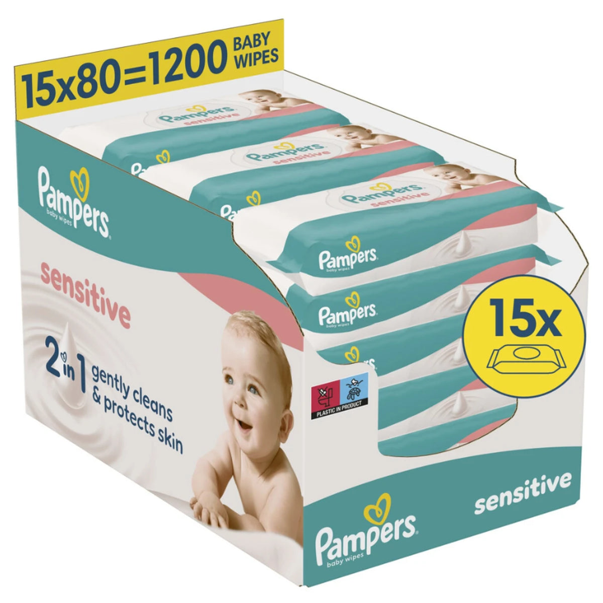 Pampers Sensitive Baby Wipes, 15 Packs (Next day Delivery)